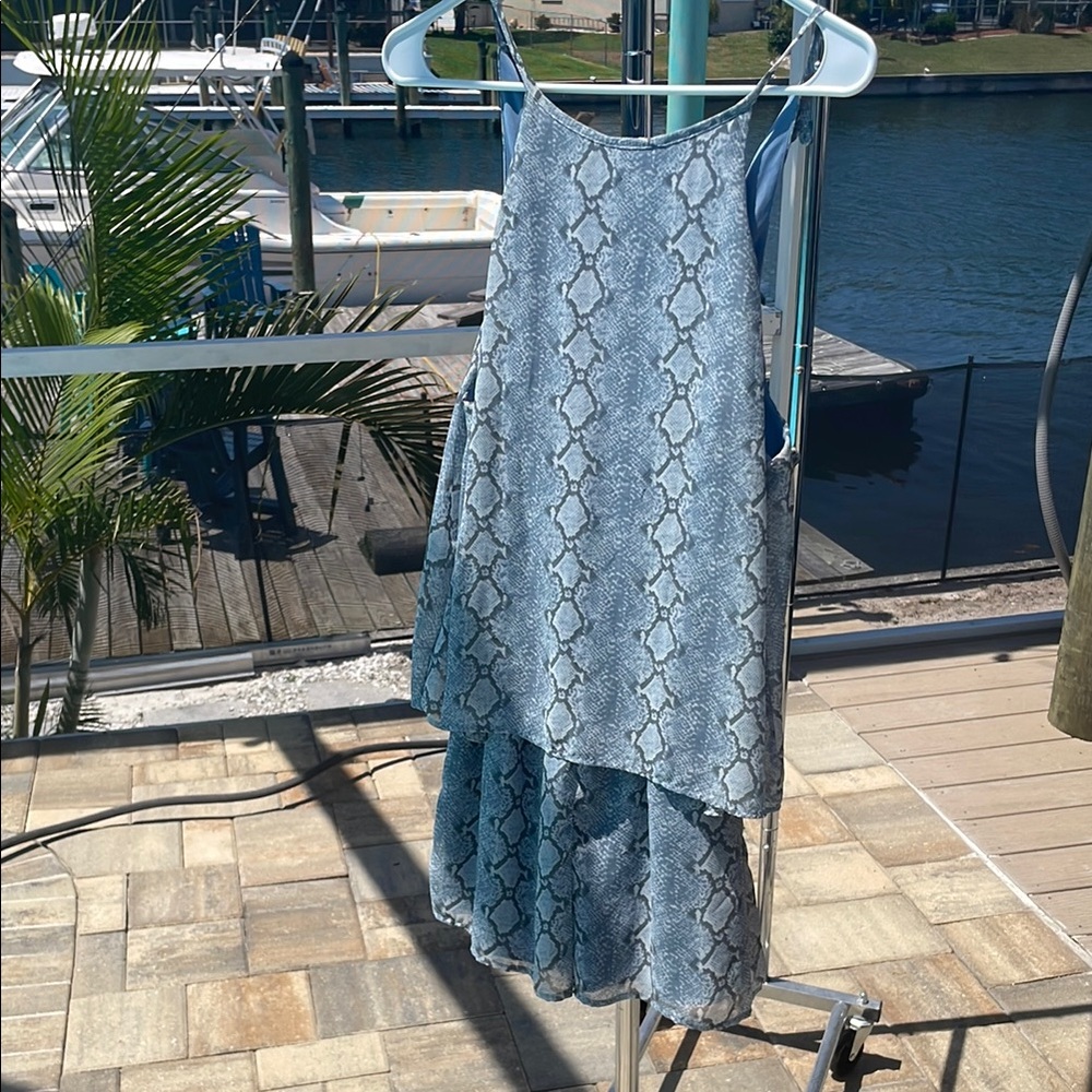 Blue Snake Print Women's Romper